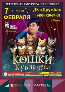 Подробнее о статье Шоу «Волшебные кошки Куклачева» в ДК «Дружба» г. Чехов